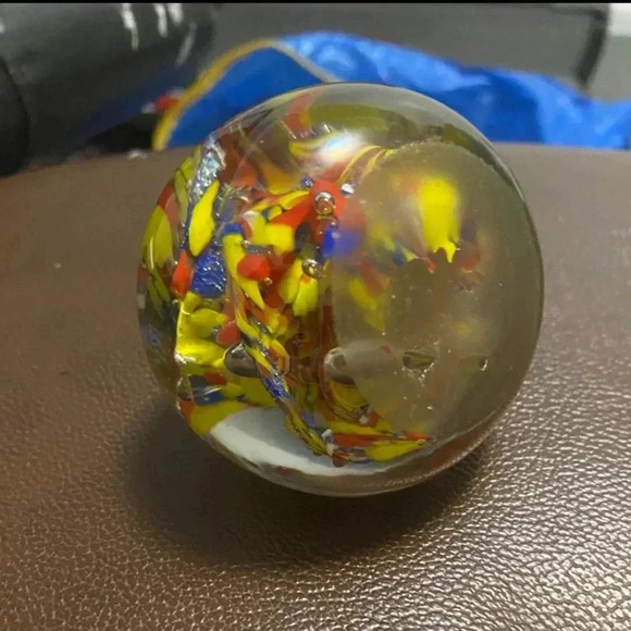 Vintage Multicolored Swirled Office Desk Paperweight Glass - Picture 3 of 4